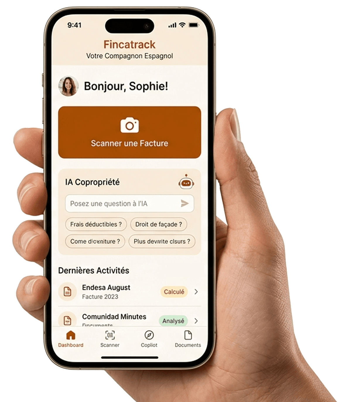 Aperçu de l’application Fincatrack sur mobile